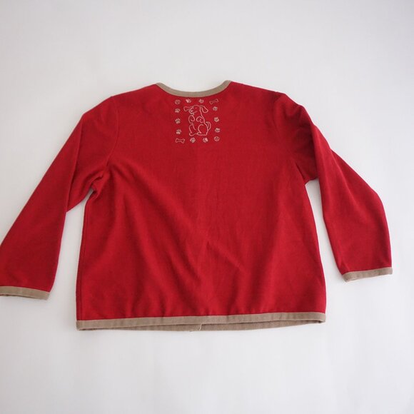 VTG CJ Banks Red Dog Embroidered Button Cardigan Whimsical Grandmacore 1X - Picture 9 of 10